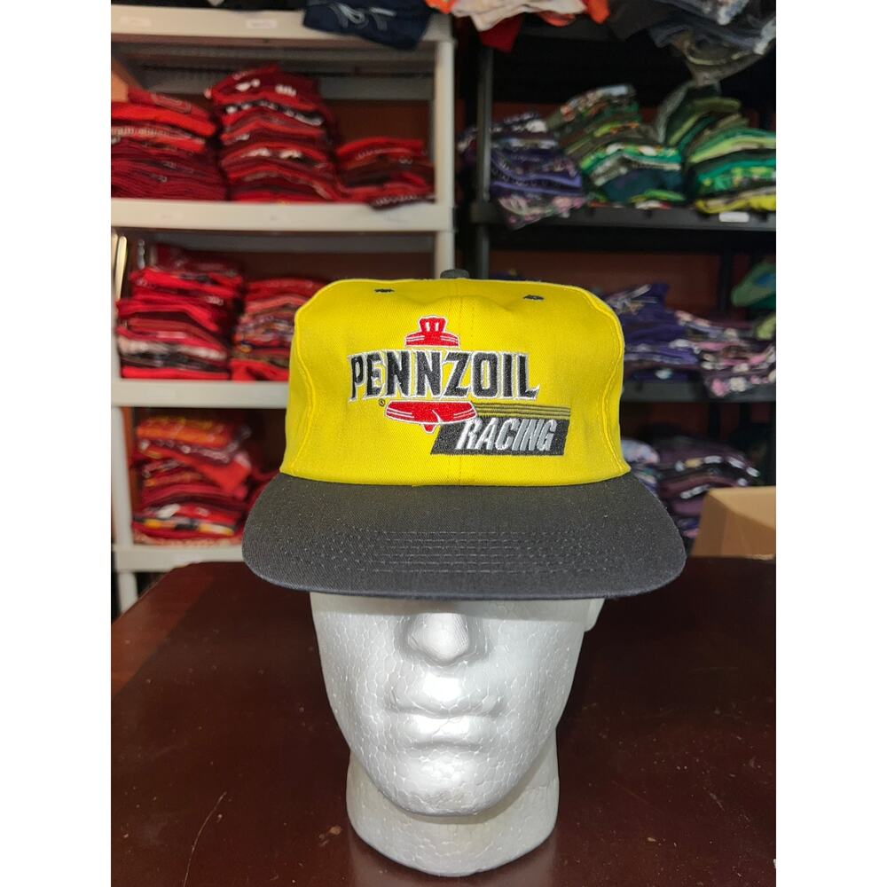 Vintage Pennzoil Racing Hat K-Products Yellow Black Cap Headwear VTG OS